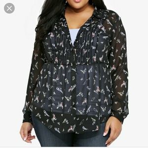 ❤️Torrid❤️ Bird Chiffon Georgette top 4x
